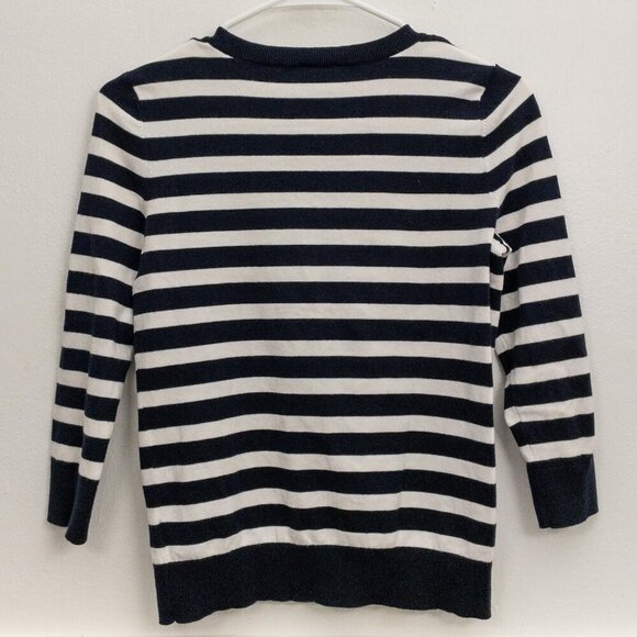 Talbots Pima Cotton Striped Cardigan – XS | Classic Navy & White Layers - Picture 2 of 3